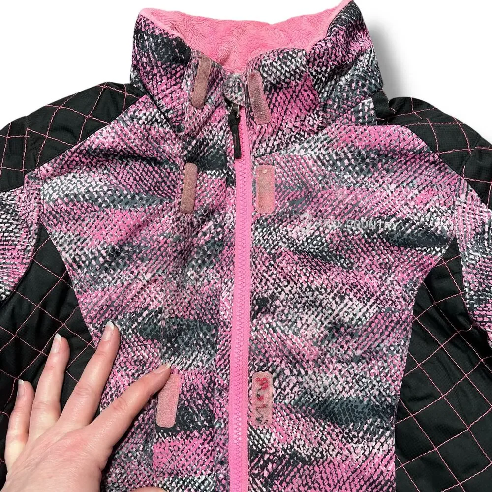 Free Country Girls Winter Jacket Coat Pink Black Gray Medium 10 12